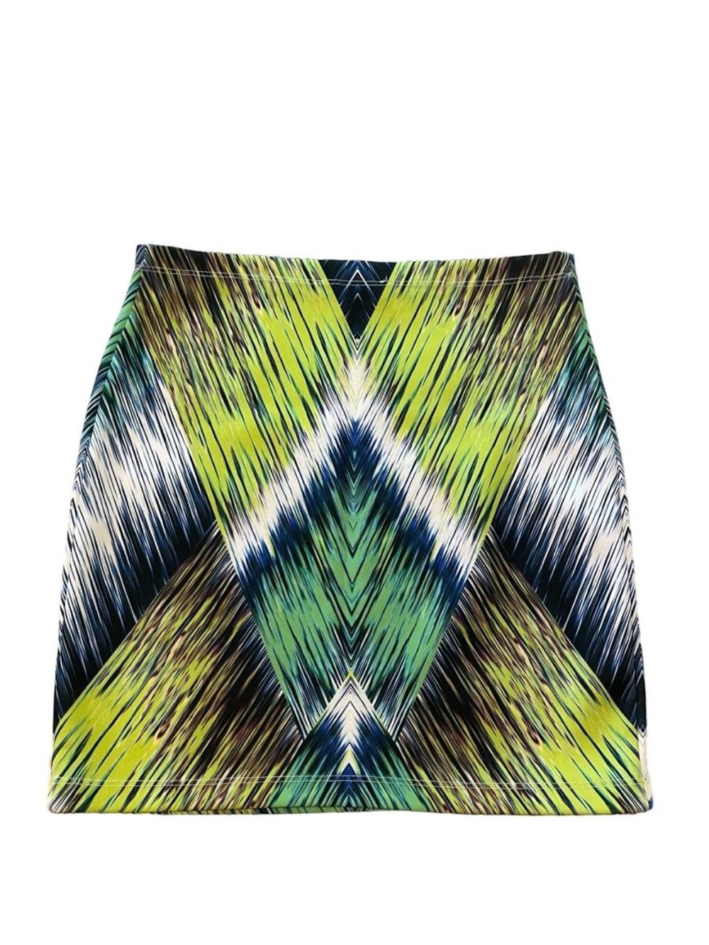 Milly Women’s Mini Mod Pencil Skirt Bodycon Chevron Geo Diamond sz S Multicolor